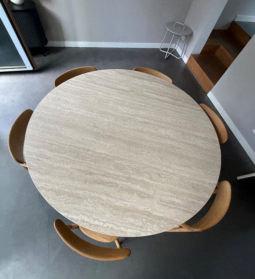 Eettafel Table Du Sud - Keramiek, Travertino - 158 cm – Ceramic, Metal