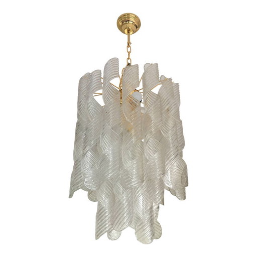 Murano Glass Chandelier "Virgola" Made In Italy Venini Style