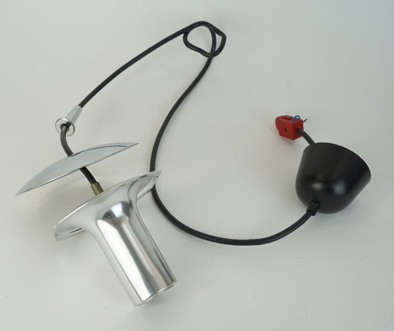 Image 1 of elegant peill & putzler mid century PENDANT LAMP 'wave' clear glass chrome 1960s organic shape