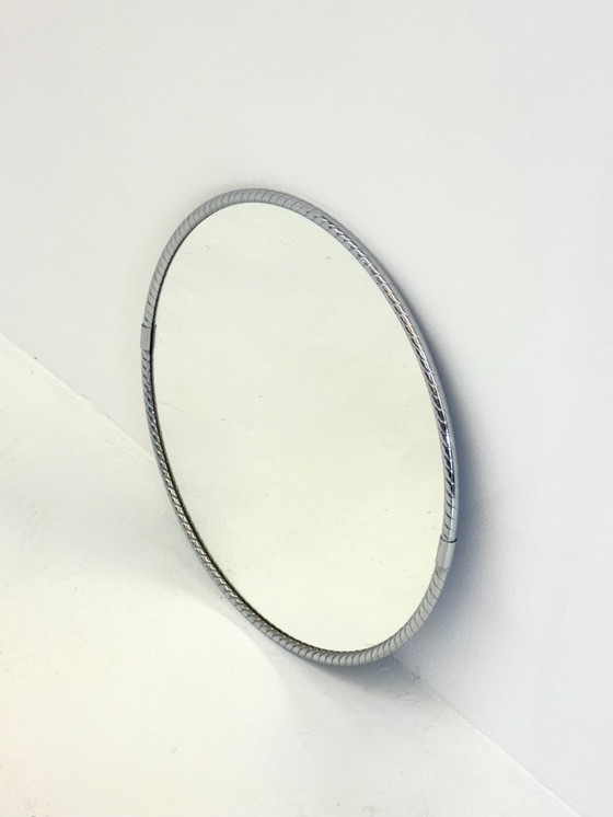 Image 1 of Vintage ronde spiegel met minimalistisch buisframe