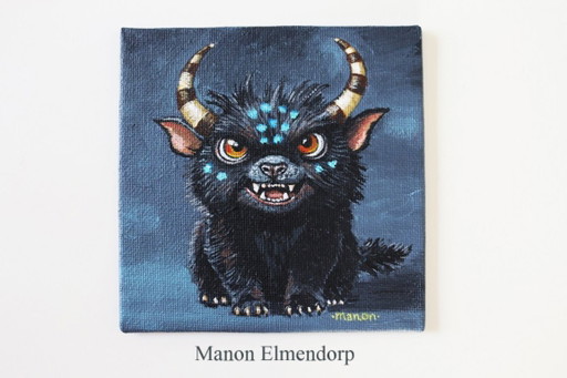 Unique Hand-Painted Fantasy Art Small Painting including Donkey