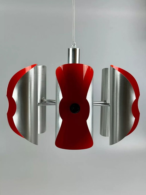 60s 70s 6-light Sputnik chandelier metal chrome space age design