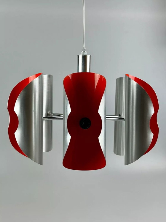 Image 1 of 60's 70's Lustre Sputnik à 6 flammes en métal Chrome Space Age Design
