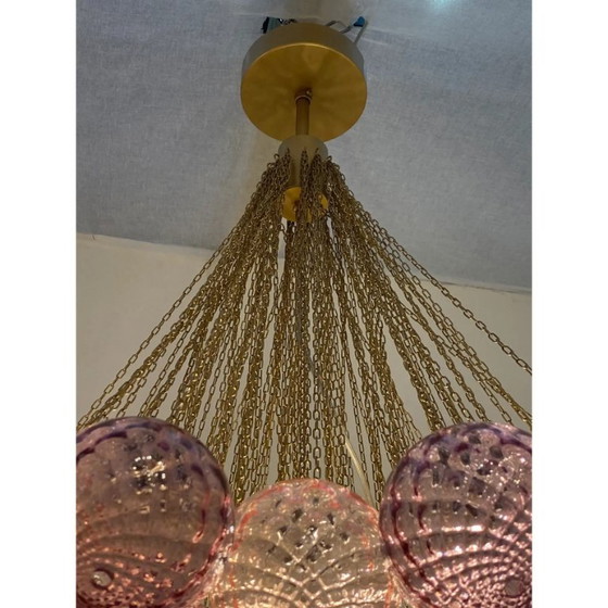 Image 1 of Zeitgenössische „Wolken“ aus rosa und Ametista-farbenen „Ballotton“-Kugeln aus Muranoglas