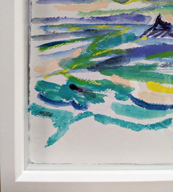 Image 1 of CAPE CORNWALL PRIEST COVE BRISONS SEASCAPE NIGEL WATERS ENCADRÉ SIGNÉ PLEIN AIR