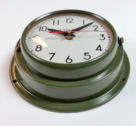 Image 1 of Vintage Green Citizen Ships Wall Clock, 1980s