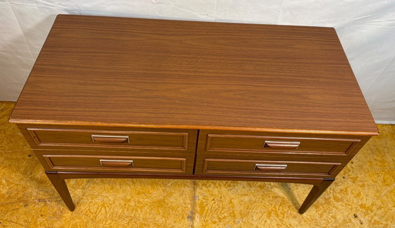 Image 1 of Mid-Century Retro Vintage Sideboard by Europa Furniture 1960  Four Drawers • Solid Legs • Compact & Stylish Storage  A stylish m