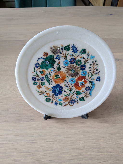 White Marble Inlay Plate