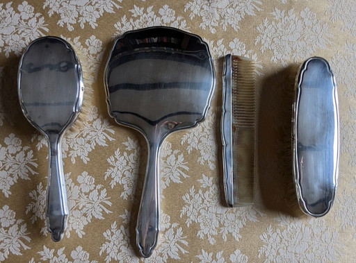 Set de coiffeuse argenté, 4 pièces