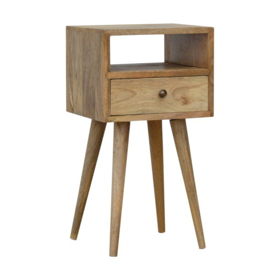 Mini Eichenholz-Optik Nachttisch – Kompaktes Mangoholz mit Schublade – Artisan, Nachttische, Metal, Wood (photo 4 of 10)