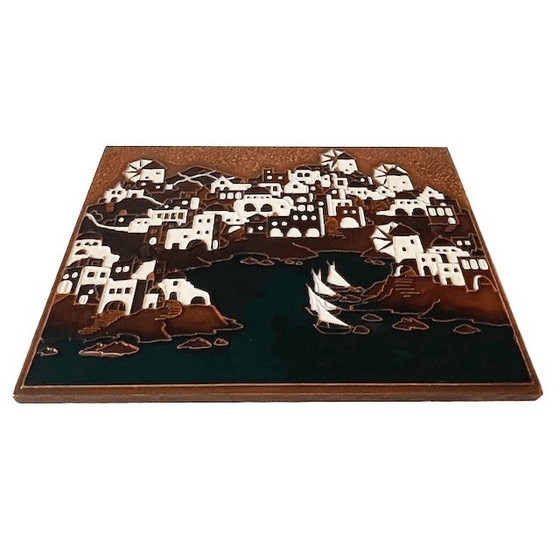 Image 1 of Targa da muro greca d'epoca di metà secolo, smalto su rame, dipinto AETHRA, anni '70