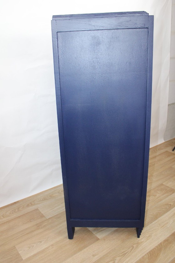 Image 1 of Art Deco middernachtblauwe ladekast, jaren 50 Frankrijk