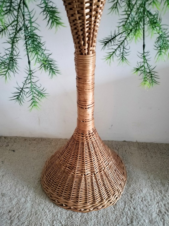 Image 1 of Vintage wicker 1960s plant stand, 103 cm high