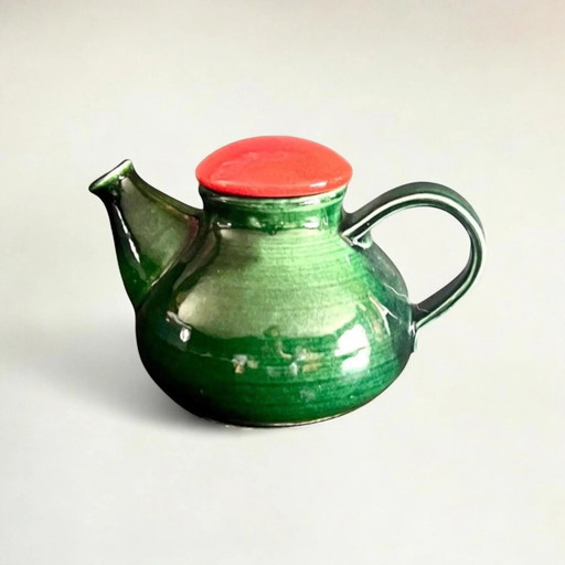 1970er Retro Bay Teekanne, Grün mit orangefarbenem Deckel, Top Vintage Zustand