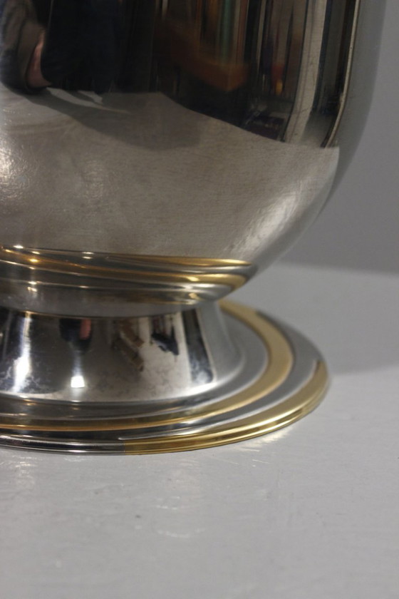 Image 1 of Secchiello per champagne vintage Gottinghen, acciaio inossidabile 18/10, placcato oro, design anni '80