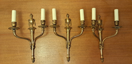 Image 1 of Lampade da parete in bronzo – Set di 3, retrò vintage anni '70