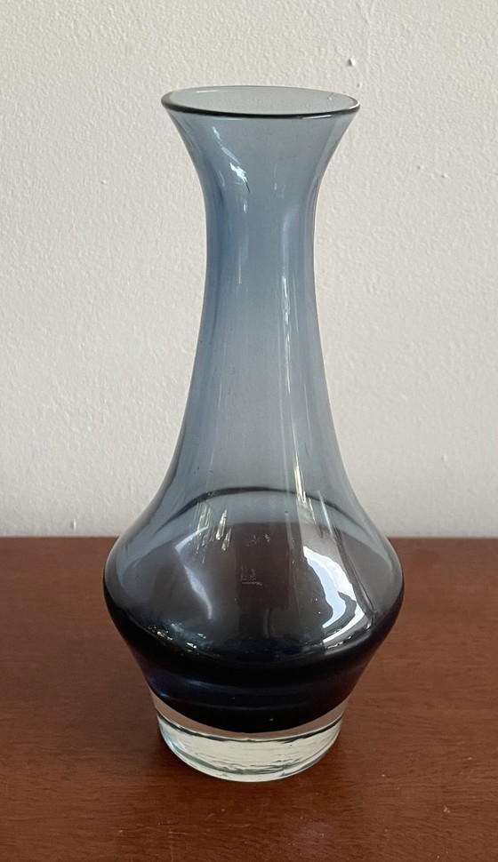 Image 1 of Riihimäki - vaso vintage in vetro blu acciaio