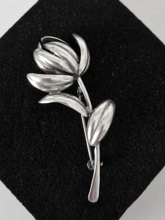 Image 1 of Röijersten & Cederwal Estocolmo - Broche flor de plata sueca