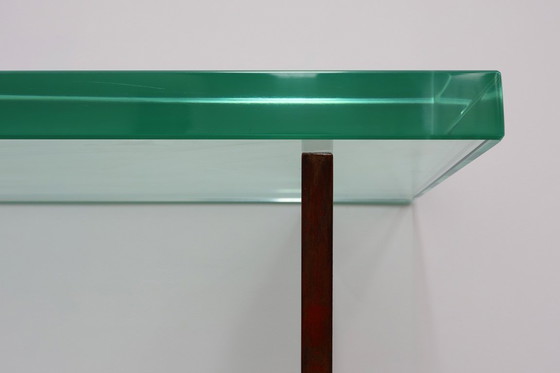 Image 1 of Sculpturale Franse Art Deco consoletafel met glazen blad, circa 1925