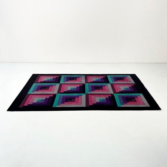Image 1 of Großer geometrischer Wollteppich von Missoni, 1980er Jahre