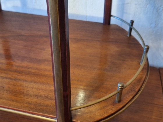 Image 1 of Serveerwagen/barkar van mahoniehout, messing en glas, 1920