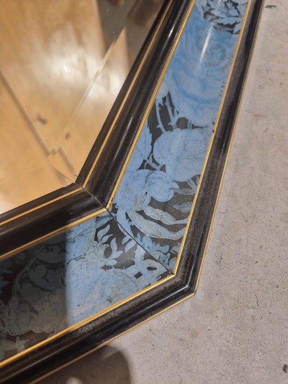 Image 1 of Wooden regency mirror with floral pattern