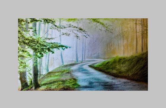 Image 1 of Original pastel landscape painting. Landscape drawing. Pastel landscape. New.