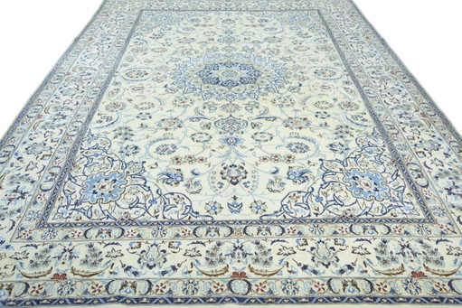 Alfombra oriental Nain 9 La anudada a mano con seda 355 x 255 cm