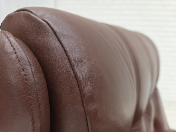 Image 1 of Sillón danés de los años 70, tapizado en cuero marrón original.