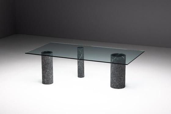 Image 1 of Esstisch aus Marmor und Glas von Massimo Vignelli, Italien, 1980er Jahre