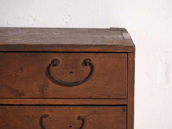 Antique Japanese tansu chest, Japan, circa 1910, Chest of drawers, Iron, Wood, Brown, Vintage (photo 39 of 40)