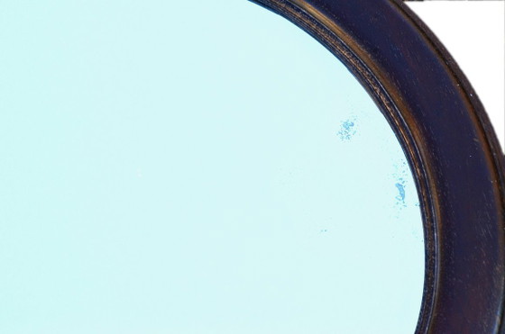 Ronde spiegel van massief eikenhout, afgeschuind, beschadigd, diameter 56 cm – Glass, Wood (photo 5 of 6)