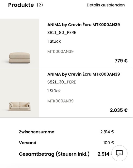 Sofa & Ottoman Kave Home NEW – Couches, Velvet (photo 4 of 5)