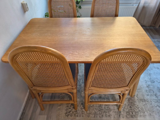 Vintage Rotan / Manou Eethoek – Boho & Webbing (Compleet) – eetkamerset, Wicker, Textile (photo 2 of 10)