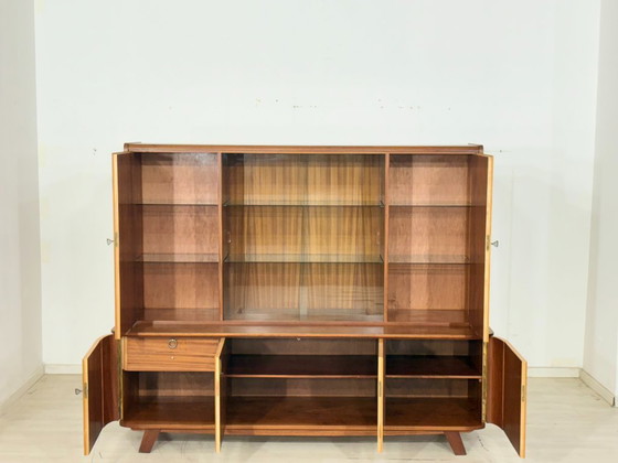 Image 1 of Prachtige vintage hoge kast / barkast / dressoir / vitrinekast