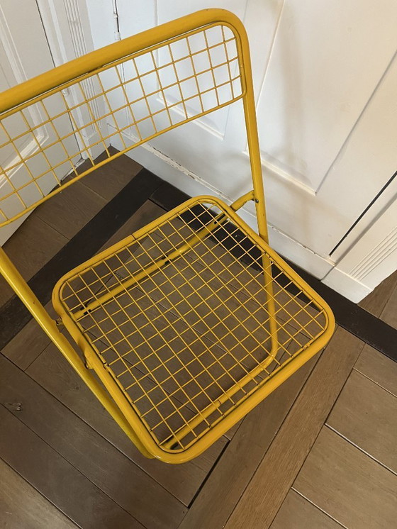 Image 1 of 3x Vintage folding chair by Niels Gammelgaard, two shades of blue and yellow