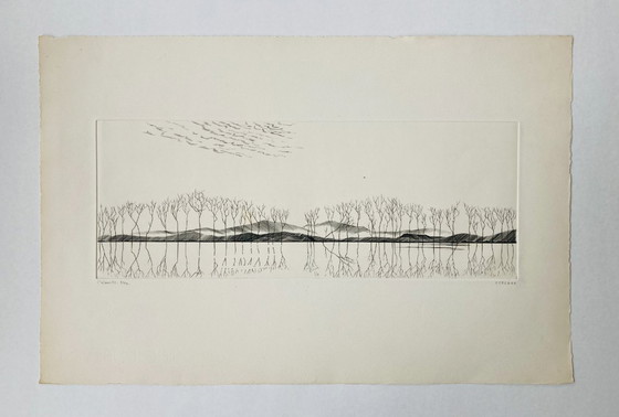 Image 1 of Yves Tregan - Gravure ancienne - Paysage abstrait/Arbres