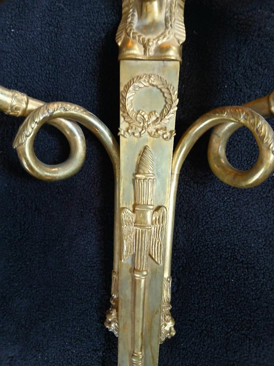 Rara Applique 1° Impero Bronzo Massiccio Sfinge Egizia – Bronze, Glass (photo 7 of 16)