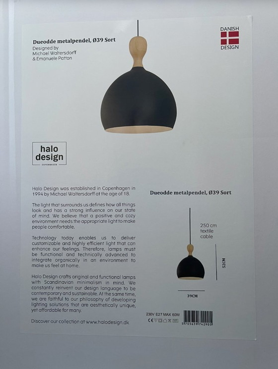 Image 1 of Large Scandinavian pendant light, Halo Design Dueodde, Ø39 cm – New in box