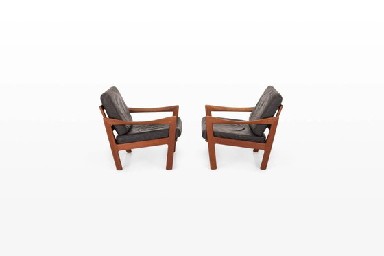 Poltrone vintage di Illum Wikkelsø per Niels Eilersen, anni '60, set di 2 – Leather, Scandinavian (photo 4 of 12)