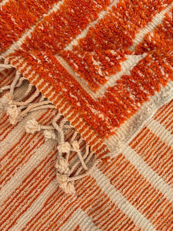 Image 1 of Beni Ouarain Teppich – 200 x 300 cm – Handgewebte marokkanische Wolle – Modernes oranges Design