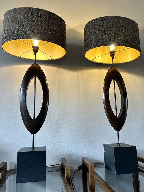 Image 1 of Porta Romana Sculpted Manhattan Large table lamp set 2 pieces