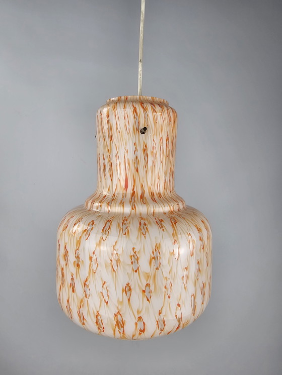 Image 1 of Italian Glass Pendant Lamp With Orange Motif