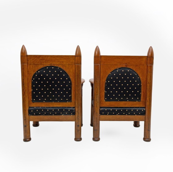 Image 1 of Eikenhouten art deco fauteuils in Amsterdamse stijl uit de jaren 1920