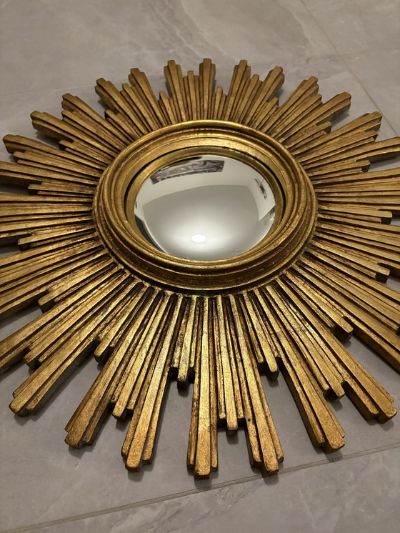 Image 1 of Zonnestralen bolle spiegel koud blad Hollywood regency