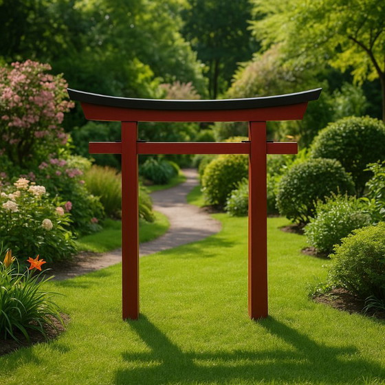 Image 1 of Handgemaakte Japanse tuinpoort (torii) van hout – model Torii 021 nieuw