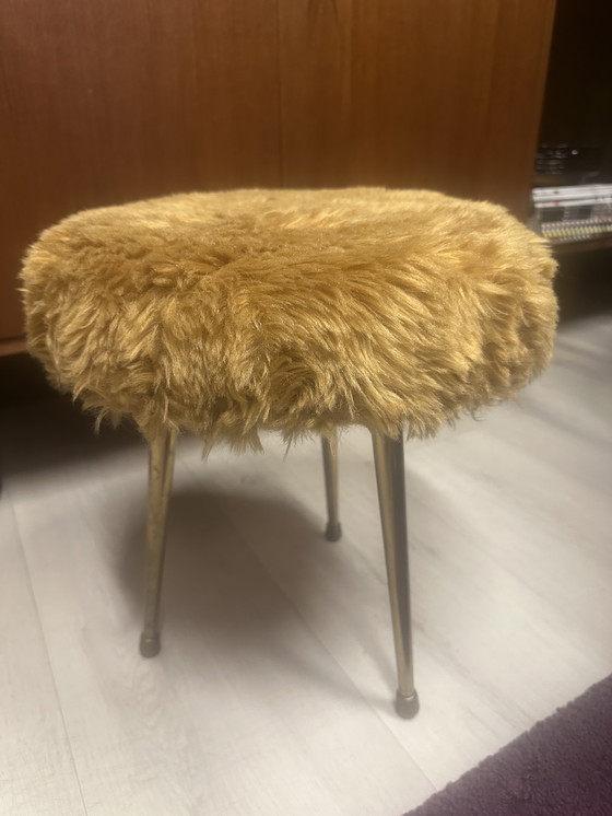 Image 1 of Sgabello vintage in pelliccia sintetica