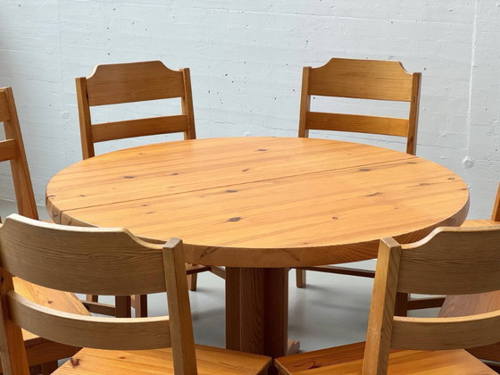 Image 1 of Dining room set: Extendable table and 8 chairs by NC Sweden, 1970s