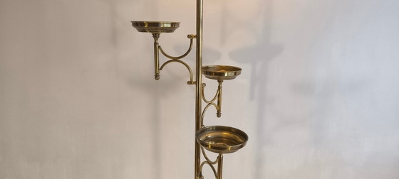✨💎 Rare Vintage Postmodern Gilded Brass Floor Light – 3 Saucers – 183 Cm 💎 ✨ (photo 8 of 20)