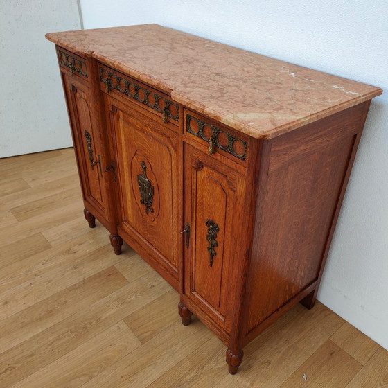 Image 1 of Antique vintage sideboard chest of drawers bathroom vanity with marble top